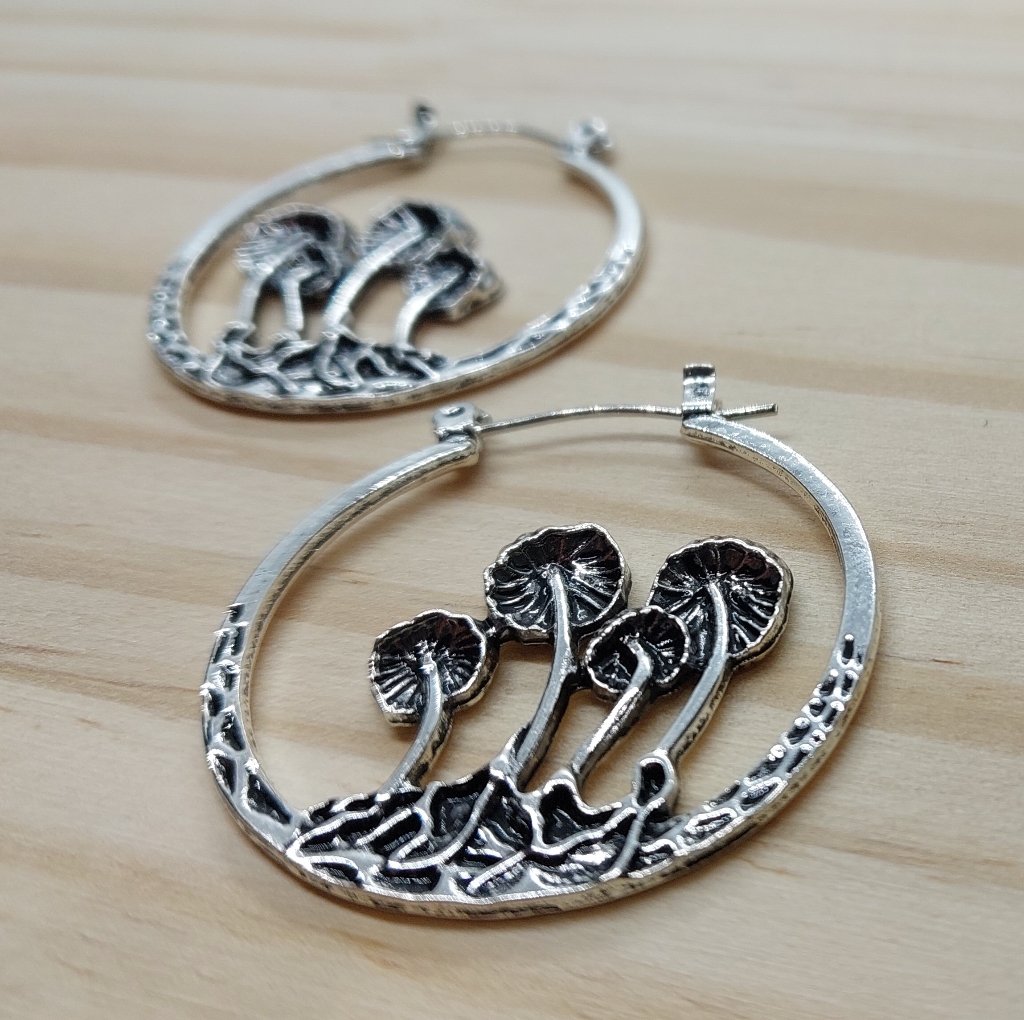 Forest Mushroom Psilocybin Expression Hoop Earrings 18$